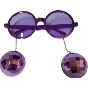 Mor Disko Topu Küpeli Parti Gözlüğü