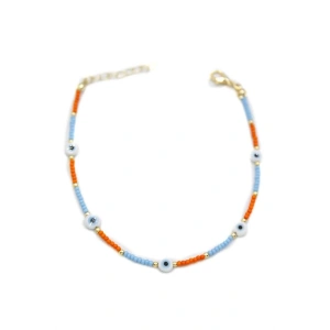 Nazar Boncuklu  Halhal - Beyaz