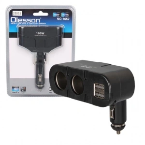 Olesson 1652 12-24V Çift USB Girişli 100W 2li Araç Çakmak Çoklayıcı