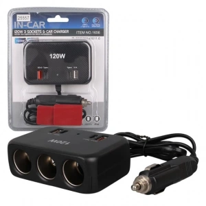 Olesson 1656 12-24V Çift USB + Çift TYPE-C 120W 80cm Kablolu 3lü Araç Çakmak Çoklayıcı