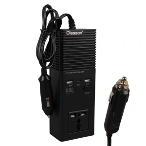 Olesson 1665 DC 12-24V 200W Oto Araç Power İnverter Ek Çakmak Girişi - TYPE-C - Çift USB - 220V Üniversal Priz
