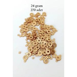 Oya Abiye Bileklik Kolye Pleksi Metalik Plastik Pul Altın Renk 24 Gram 270 Adet - Bnc537