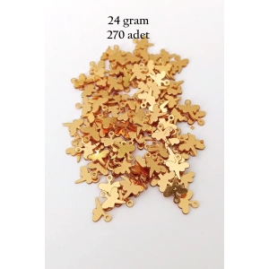 Oya Abiye Bileklik Kolye Pleksi Metalik Plastik Pul Altın Renk 24 Gram 270 Adet - Bnc555