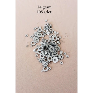 Oya Abiye Bileklik Kolye Pleksi Metalik Plastik Pul Gümüş Renk 24 Gram 105 Adet - Bnc561
