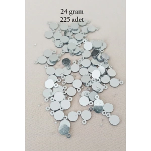 Oya Abiye Bileklik Kolye Pleksi Metalik Plastik Pul Gümüş Renk 24 Gram 225 Adet - Bnc580