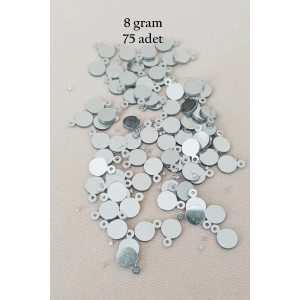 Oya Abiye Bileklik Kolye Pleksi Metalik Plastik Pul Gümüş Renk 8 Gram 75 Adet - Bnc520