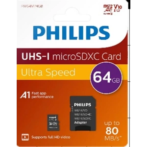 Philips FM64MP45B/00 64GB Class10 UHS-I U1 TF Adaptörlü Micro SDXC Hafıza Kartı