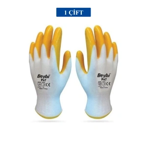 Pn7 Sarı Iş Eldiveni Polyester Örme Nitril Beybi No:10 Royaleks Group - 1 Çift
