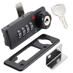 PowerMaster PM-26731 4 Haneli Şifreli Ve Anahtarlı Mekanik Siyah Çekmece Dolap Kilidi (Sol)