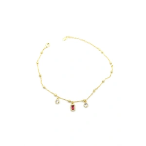 Renkli Taşlı Halhal - Kırmızı