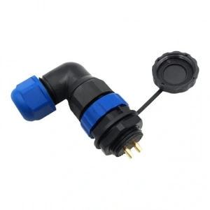 SD20 Su Geçirmez 2 Pin 20 Mm Yuvarlak Konnektör 90° Dirsek