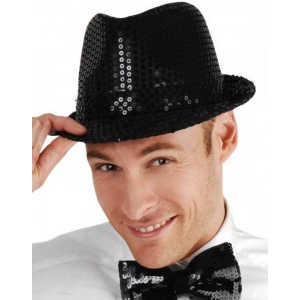 Siyah Payetli Fötr Şapka Yetişkin Boy