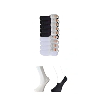 Siyah Ve Beyaz Erkek Babet Çorap 9 Çift