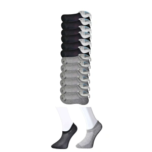 Siyah Ve Gri Erkek Görünmez Çorap 12 Çift