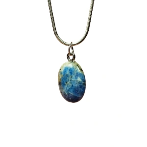 Sodalit Doğal Taşı Zincirli El Yapımı Kolye Uç: 1,5 Cm Zincir: 20 Cm Kutulu