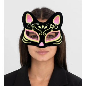 Süet Pembe Sarı Kedi Maskesi