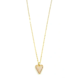 Taşlı Kalp Kolye - Altın