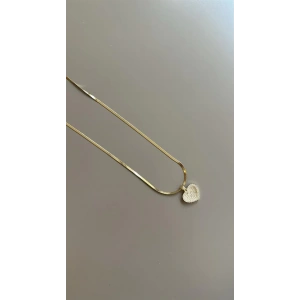 Taşlı Kalp Kolye - Altın