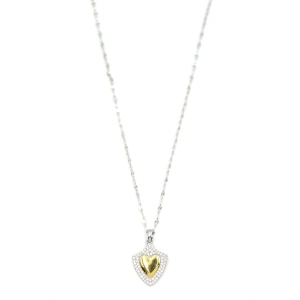 Taşlı Kalp Kolye - Gümüş