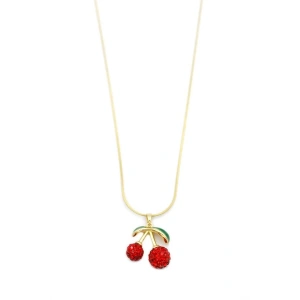Taşlı Kiraz Kolye - Altın