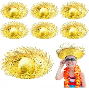 Tropikal Parti Sarı Hasır Hawaii Şapkası