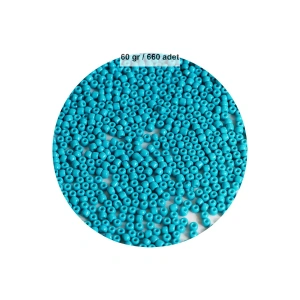 Turquaz Mavi Renk 4 Mm Yaklaşık 660 Adet / 60 Gram Cam Boncuk Oya Yazma Bileklik Ve Kolye