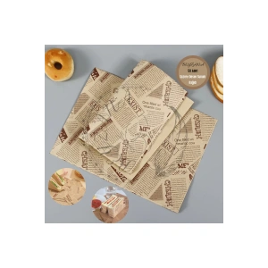 Vintage Gazete Desenli Sunum Kağıdı 50 Adet