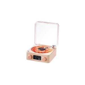 Waves Nostalji Plak Görünümlü Bluetooth Hoparlör 3d Ses Dalgası Retro Müzik Plak Pembe