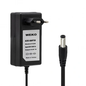 Weko 14.4 Volt - 1 Amper 5.5*2.5 Uçlu Plastik Işıklı Kasa Priz Tip Adaptör