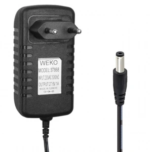 Weko WK-37868 27.6 Volt - 1 Amper 5.5*2.5 Uçlu  Ledli Yerli Üretim Priz Tipi Dikey Süpürge Şarj Adaptörü