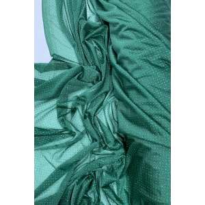 Yağmur Damlası Simli Abiye Elbise Şallık Tül Kumaş Zümrüt Yeşili 41-k