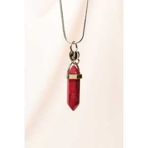 Yakut Doğal Taşı Zincirli El Yapımı Tasarımlı Kolye Uç: 3,5 Cm Zincir: 20 Cm Kutulu