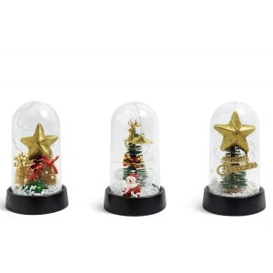 Yılbaşı Temalı Işıklı Dekoratif Cam Fanus - Model 10