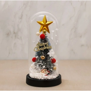 Yılbaşı Temalı Işıklı Dekoratif Cam Fanus - Model 4