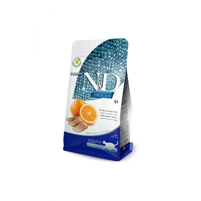 Ocean Tahılsız Ringa Balıklı&Portakallı Yetişkin Kedi Maması 1,5 KG