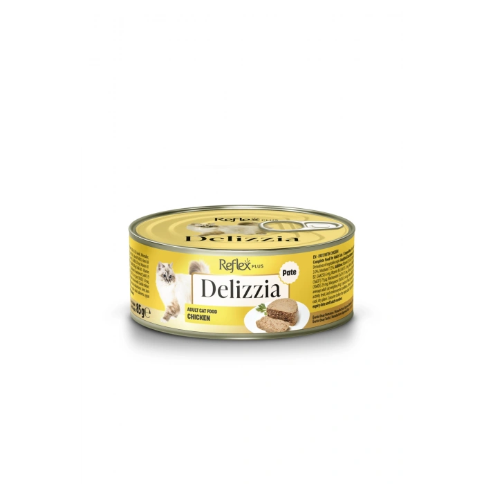 Plus Delizzia / Kıyılmış Tavuklu Yetişkin Kedi Maması 85g x 24 Adet