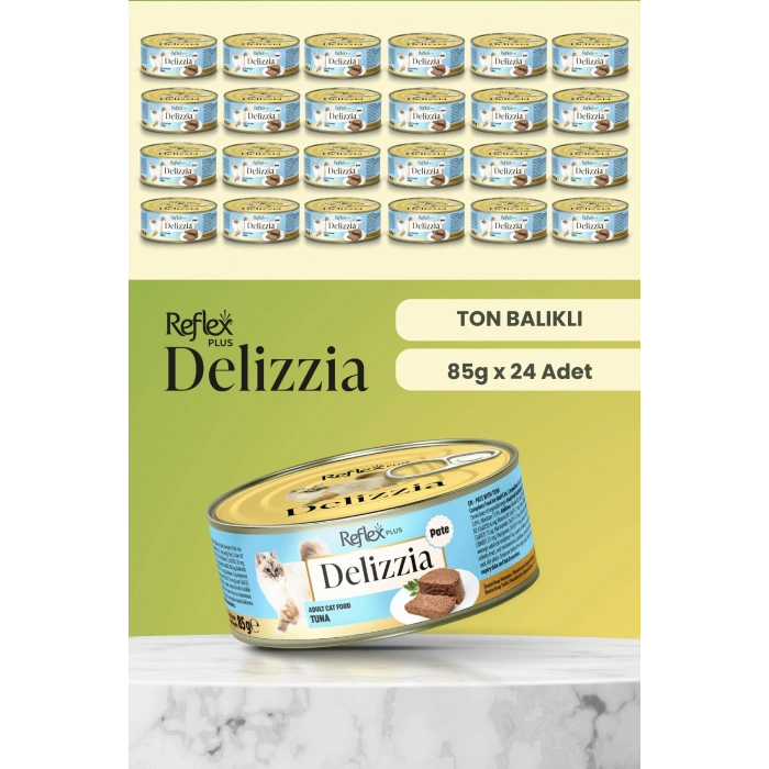 Delizzia / Kıyılmış Ton Balıklı Yetişkin Kedi Maması 85g x 24 Adet