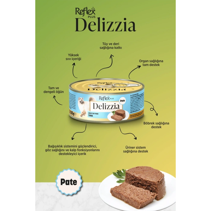 Delizzia / Kıyılmış Ton Balıklı Yetişkin Kedi Maması 85g x 24 Adet