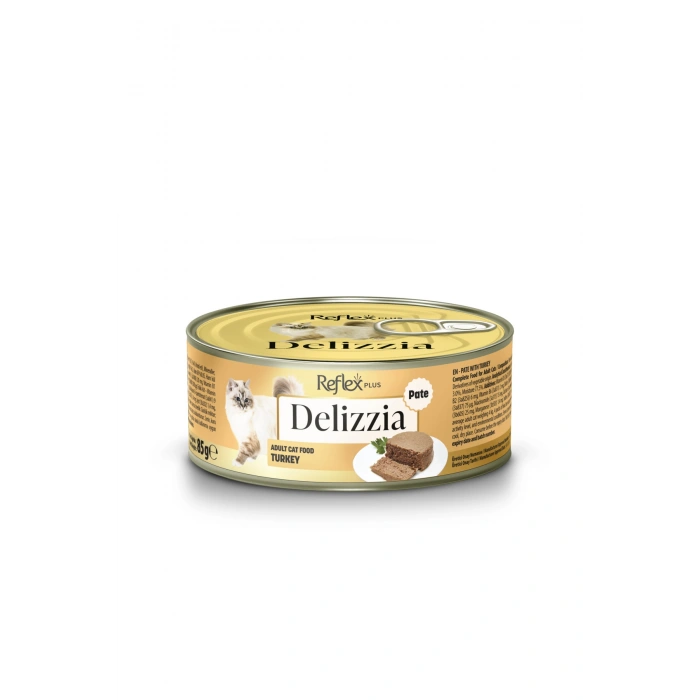 Plus Delizzia / Kıyılmış Hindi Etli Yetişkin Kedi Maması 85g x 24 Adet