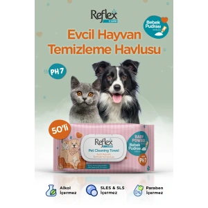 Care Evcil Hayvanlar için Çok Amaçlı Temizleme Havlusu 50li - Bebek Pudrası Kokulu