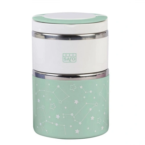 Saro Isı Yalıtımlı İki Katlı Yemek Termosu 820ml - Yeşil