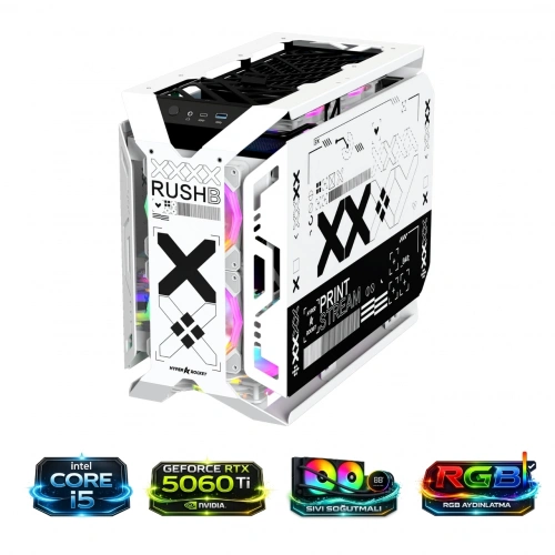 HYPER ROCKET X-ERA İ5 14400F 16GB RAM RTX5060Tİ 1TB NV3 M.2 Masaüstü Oyuncu Bilgisayarı