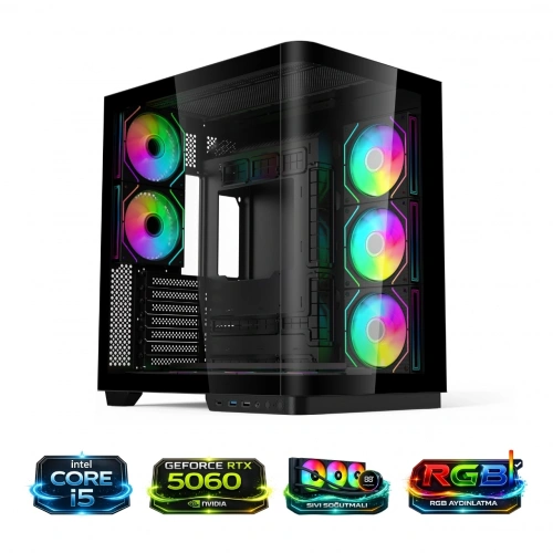 HYPER ROCKET V335R İ5-14400F 32GB RAM RTX5060 1TB NV3 M.2 Masaüstü Oyuncu Bilgisayarı