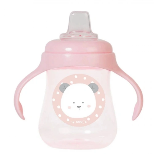 Saro Yavas Akışlı Damlatmayan Kulplu Alıştırma Bardağı 250ml - Pudra