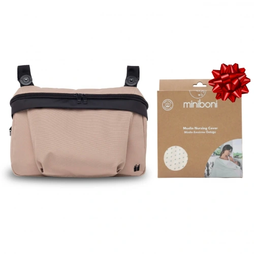 Nikidom Organizer Anne Bebek Bakım Çantası - Bej | Miniboni Müslin Emzirme Örtüsü Hediye