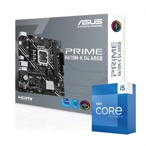 Intel Core i5-14400F 2.50GHz 14.Nesil + Asus Prime H610M-K ARGB 3200MHz DDR4 LGA1700 mATX Anakart Set