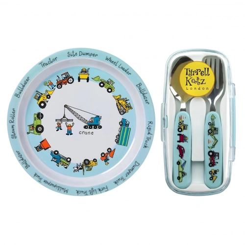 Tyrrell Katz Melamin Mama Tabağı - Kutulu Çatal Kaşık Seti // Wheels