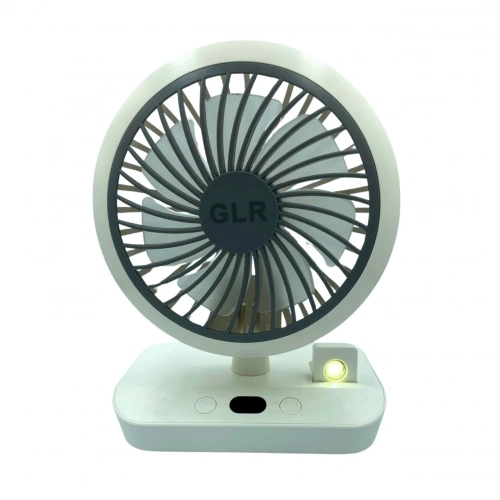 bigmate Beyaz Mini Masa Fanı Taşınabilir Serinletici Işıklı Şarjlı 4 Kademeli Döner Başlıklı Vantila