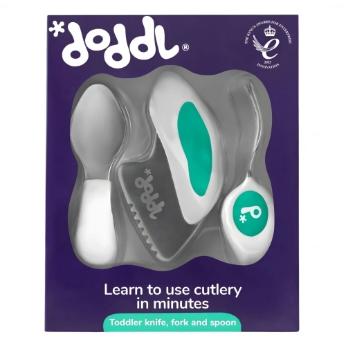 Doddl Çocuklar için Çatal Kaşık Bıçak Seti 1-5 Yaş - Aqua