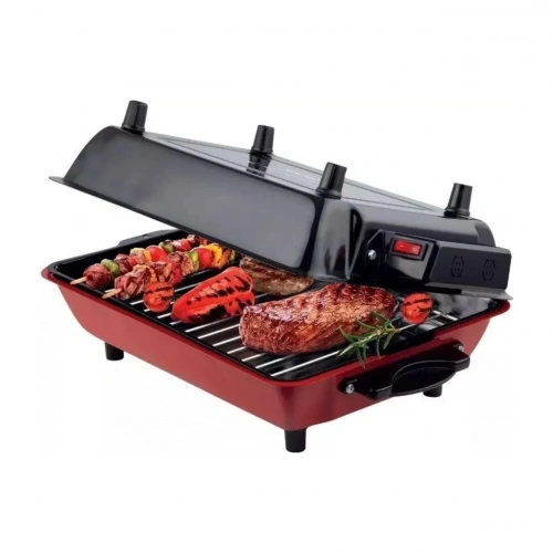 Mina Emaye Tepsili 1100W Paslanmaz Krom Telli Cızbız Kapaklı Elektrikli Izgara